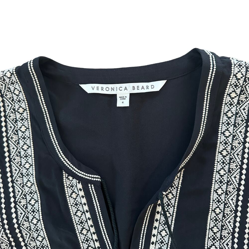 Veronica Beard Black Silk Embroidered Mini Dress - Picture 5 of 13